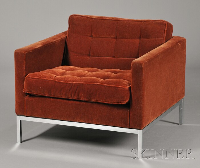 Appraisal: Florence Knoll Chair Upholstery and chrome Knoll International Rust colored