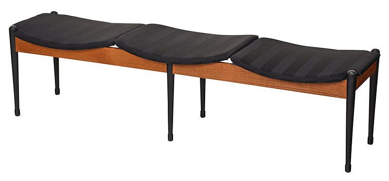 Appraisal: Danish Modern Part Ebonized Three Seat Bench circa s possibly