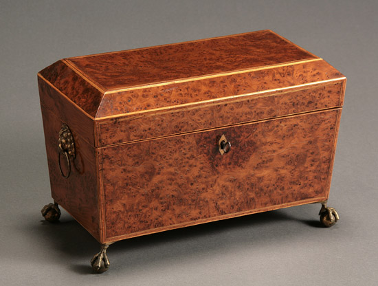 Appraisal: Victorian Satinwood Inlaid Burl Walnut Tea Caddy Last Half th