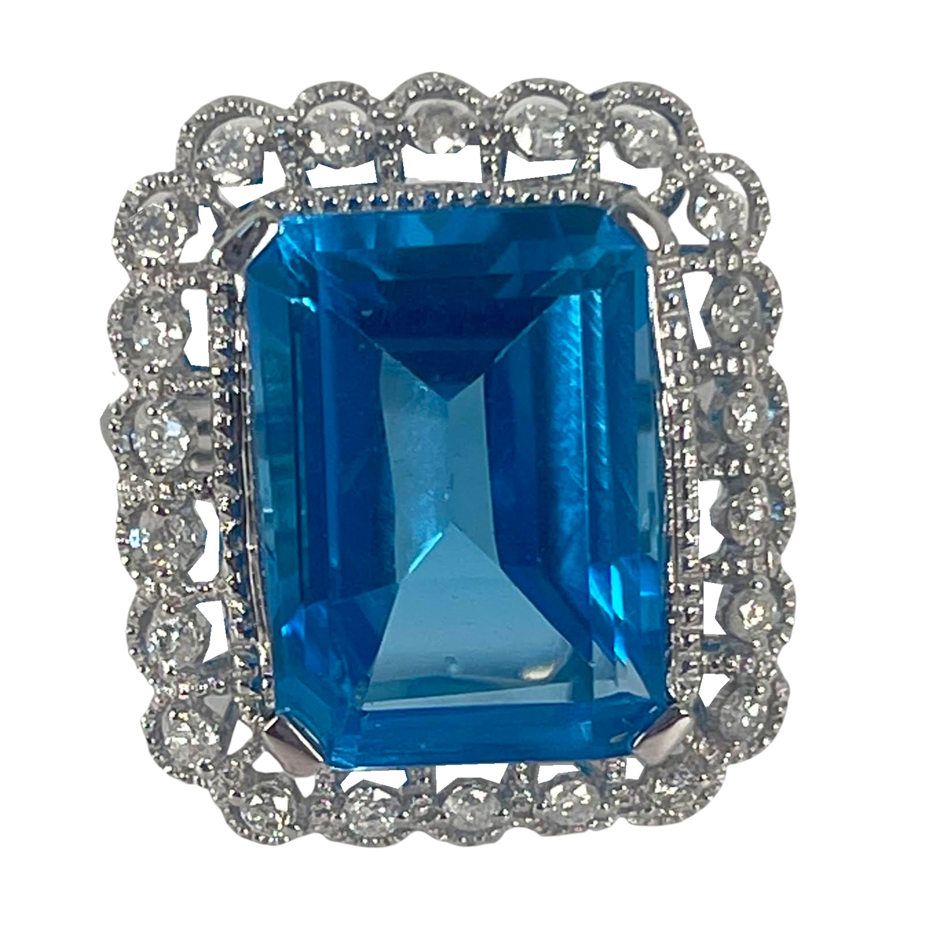 Appraisal: CT BLUE TOPAZ AND DIAMOND RING K white gold Diamond