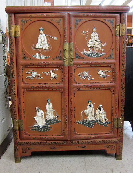 Appraisal: MING STYLE TWO-DOOR SIDE CABINET Chinese early th century having