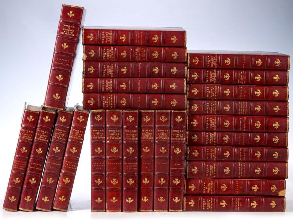 Appraisal: WORKS OF ROBERT LOUIS STEVENSON BOUND IN RED LEATHERWorks of