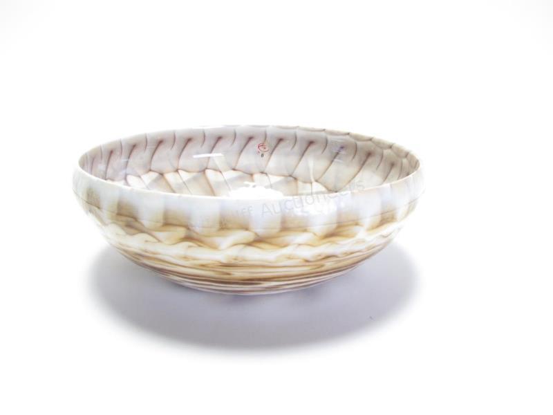 Appraisal: Murano Art Glass Bowl brown and white spiral pattern iridescent