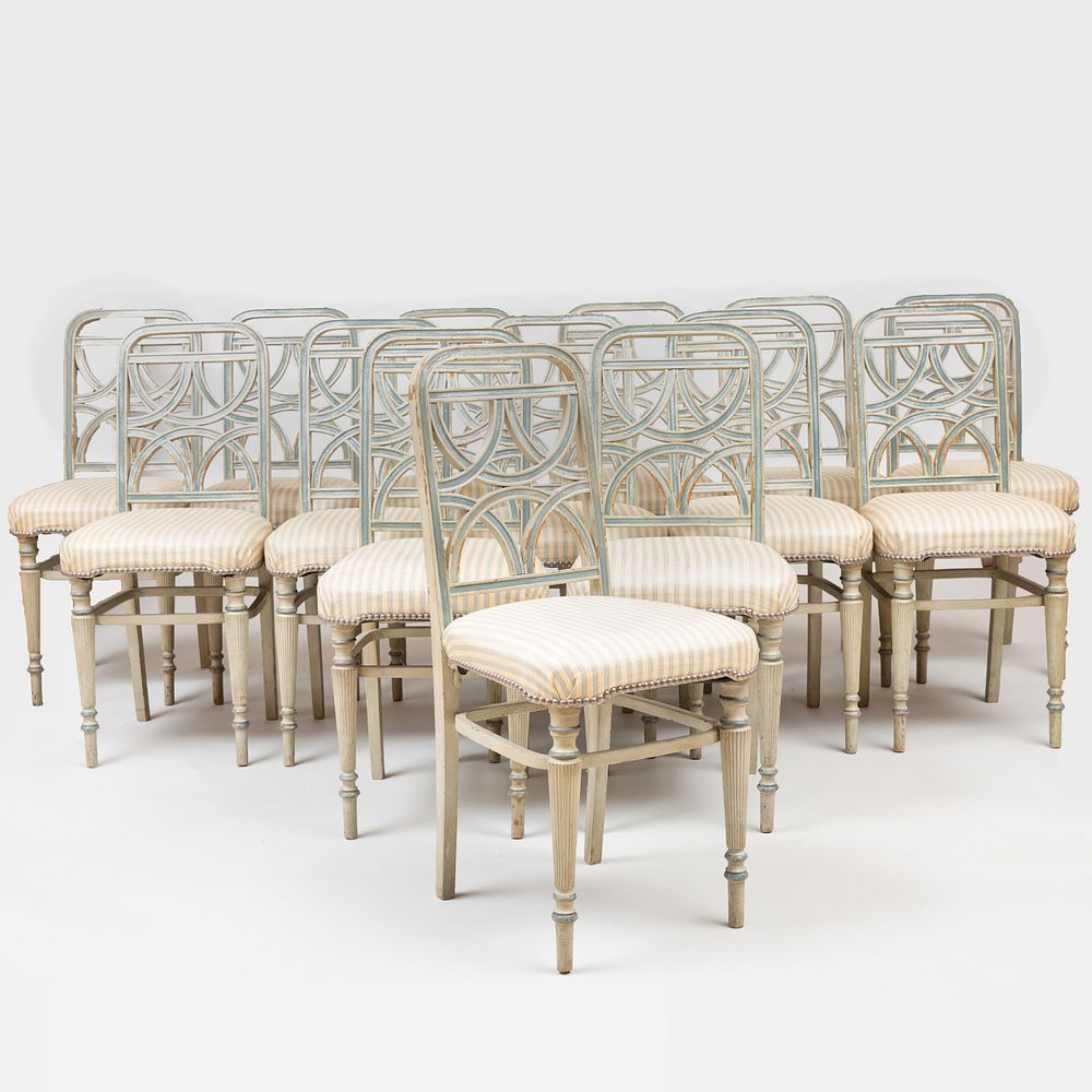 Appraisal: Set of Twenty Directoire Style Painted Dining Chairs x x