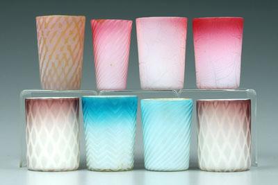 Appraisal: Eight mother-of-pearl glass tumblers blue to white herringbone two amethyst