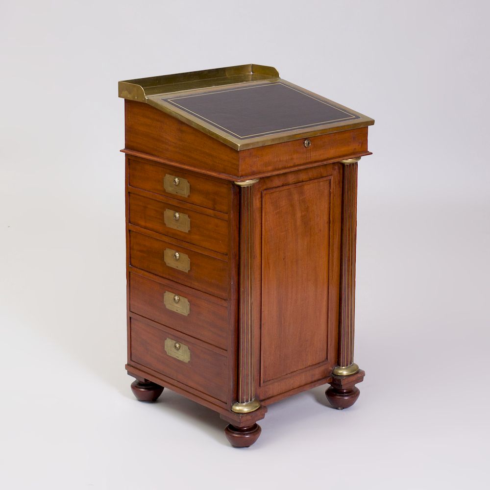 Appraisal: Victorian Brass-Mounted Mahogany Davenport Desk In two parts fitted with