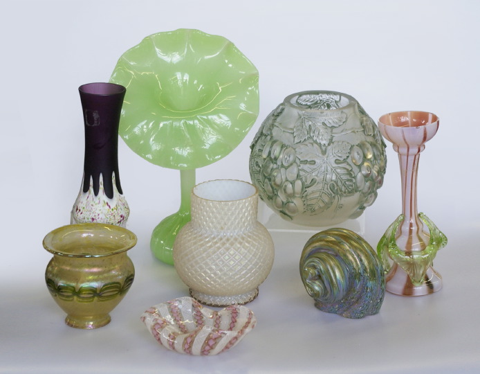 Appraisal: Interesting Eight-Piece Collection of Art Glass composed of a signed