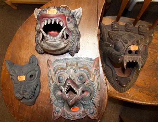 Appraisal: Four Balinese polychrome wood masks Estimate - No condition report