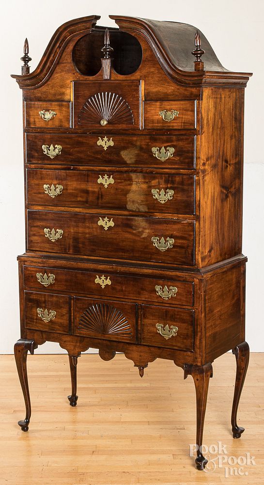 Appraisal: New England Queen Anne maple high chest New England Queen