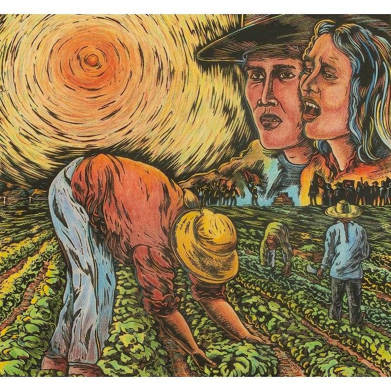 Appraisal: Emmanuel Montoya Print Framed print Farm Workers by Emmanuel Montoya