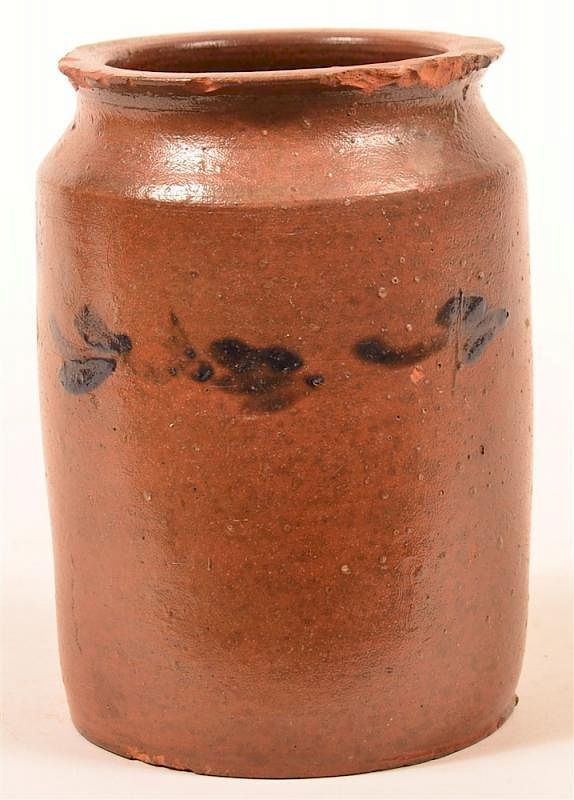 Appraisal: th Century Redware Pottery Storage Jar th Century Redware Pottery