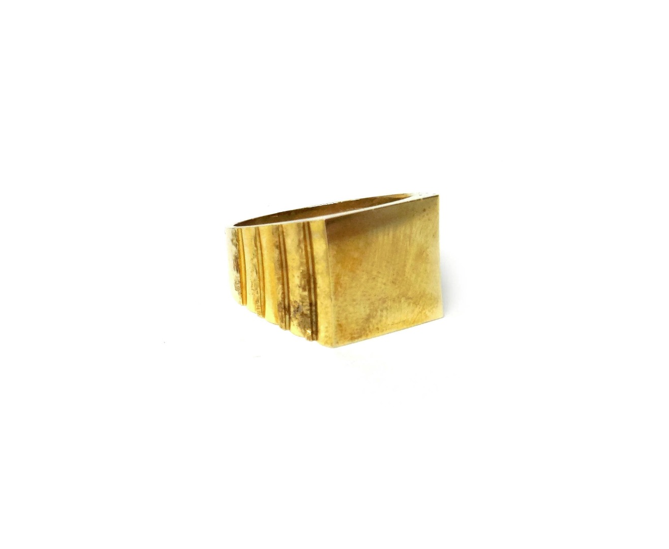 Appraisal: A gentleman's ct gold square signet ring decorated with partly