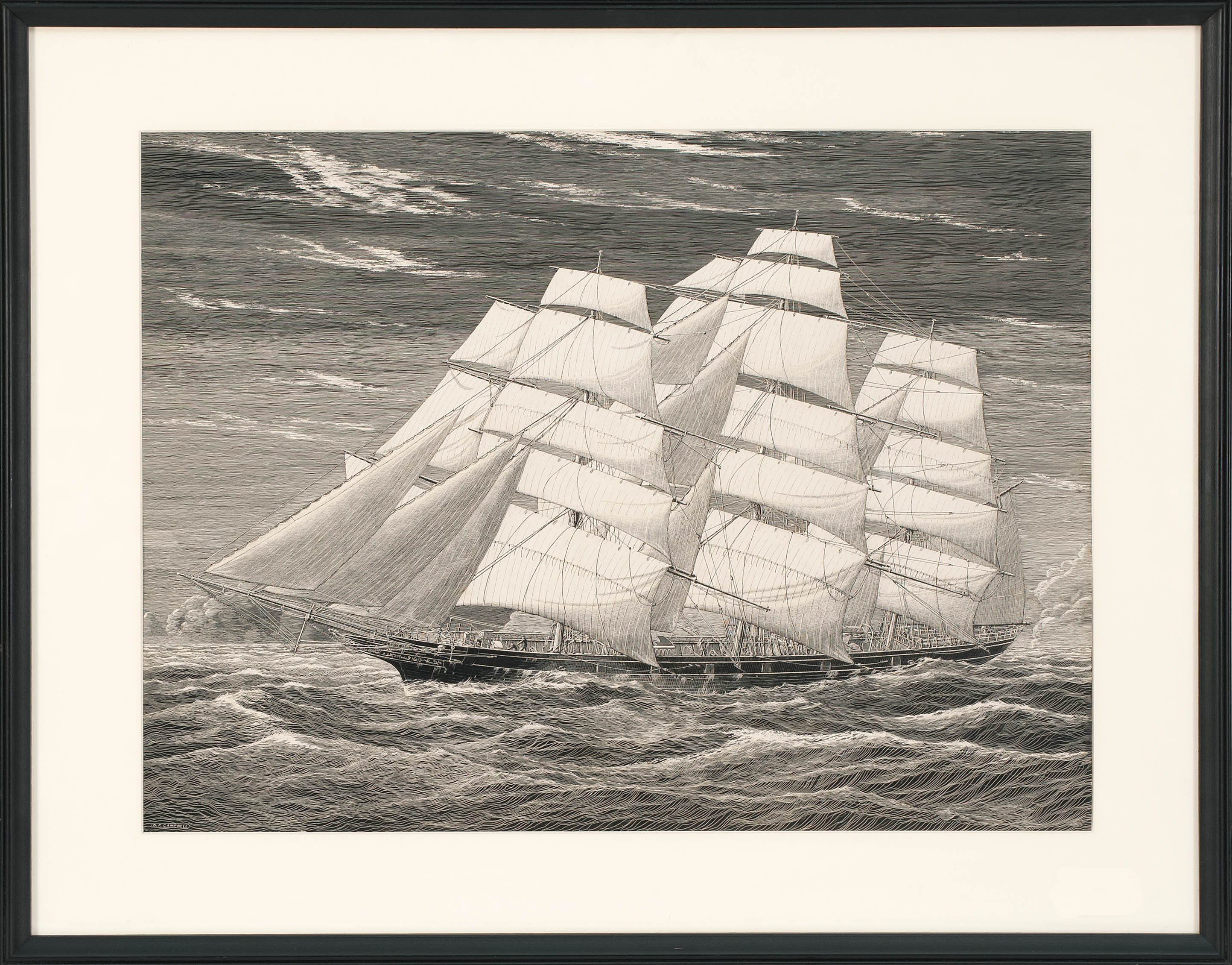 Appraisal: GEORGE F CAMPBELLAmerican th CenturyBook illustration A clipper ship Purportedly