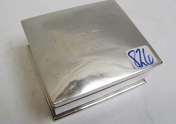 Appraisal: BIRMINGHAM STERLING CIGARETTE BOX with hinged lid and lined with