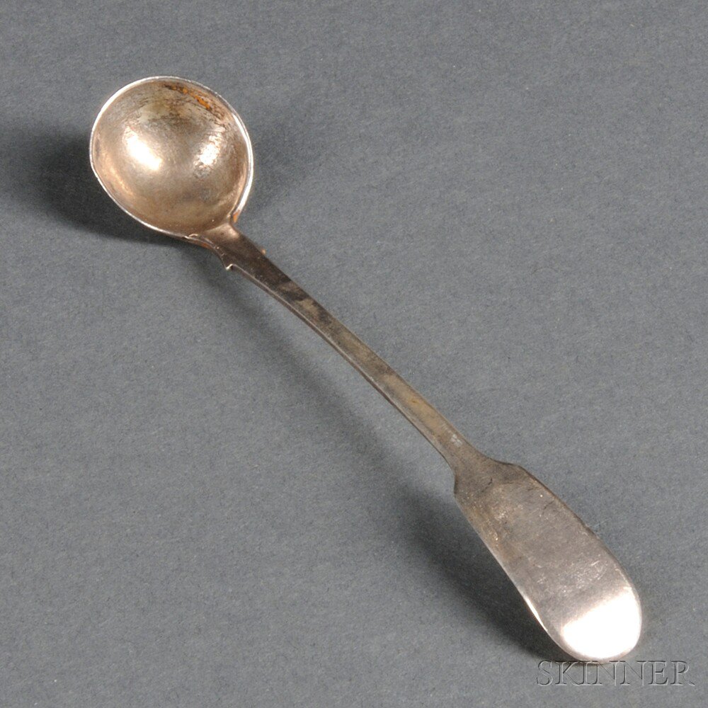 Appraisal: Small Silver Ladle London c with downturned fiddle handle round