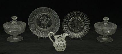 Appraisal: Pair of Anglo-Irish Cut-Glass Sweetmeat Dishes and Covers Together with