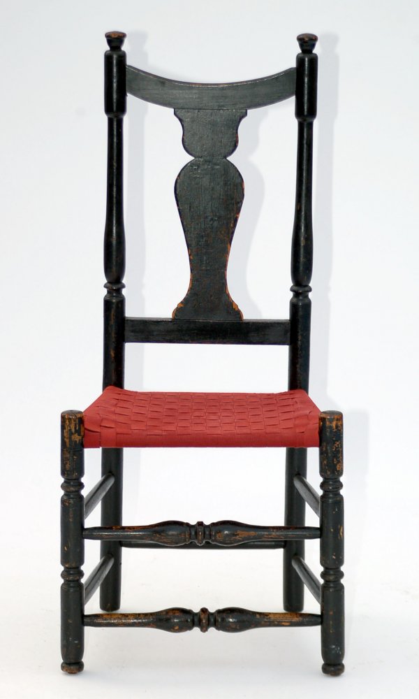 Appraisal: Side chair with vase shaped back slat Pegged construction Mixed