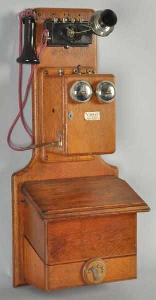 Appraisal: Viaduct Paddle Telephone Circa Oak Top box with snowflake Viaduct