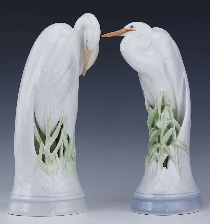 Appraisal: Royal Copenhagen Porcelain PAIR Egrets Pair of Royal Copenhagen egrets