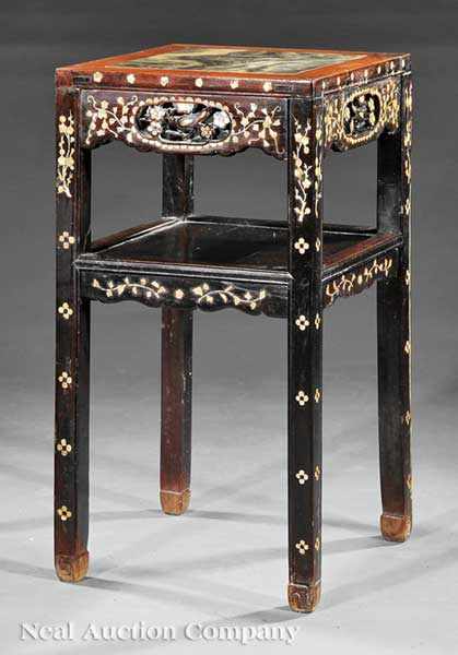 Appraisal: A Chinese Mother-of-Pearl Inlaid Carved Hardwood Stand late th early