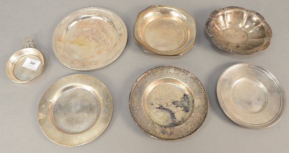 Appraisal: Group of six sterling silver small dishes plates t oz