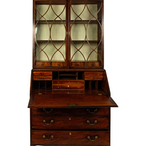 Appraisal: A Regency Mahogany Secretary Bookcase TH CENTURY Height x width