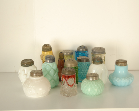 Appraisal: Assorted th C Pressed Glass Shakers in various patterns milk