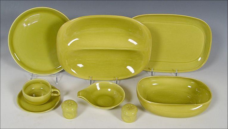 Appraisal: RUSSELL WRIGHT DESIGNED STEUBENVILLE AMERICAN MODERN DINNERWARE Chartreuse Ca 's