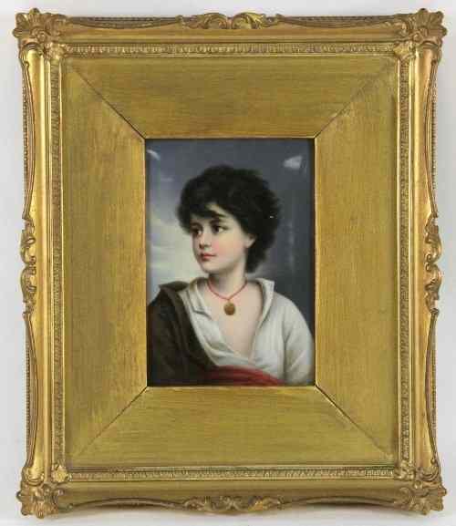 Appraisal: A KPM plaque portrait of a girl facing right wearing