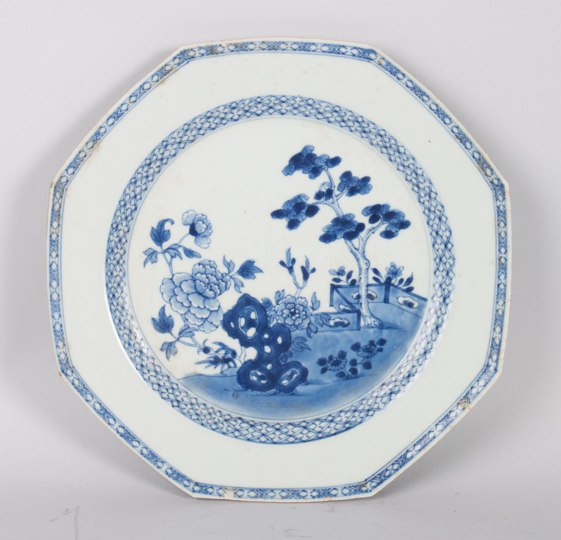 Appraisal: Chinese Export blue and white porcelain plate circa octagonal form