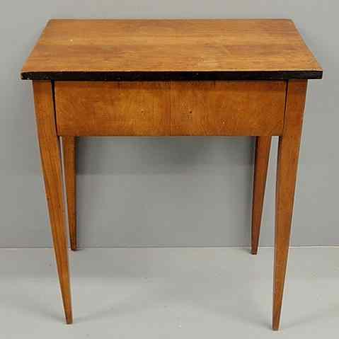 Appraisal: Biedermeier fruitwood one-drawer stand th c with square tapered legs