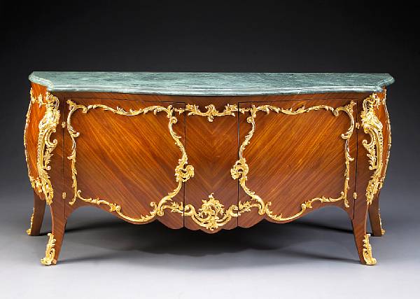 Appraisal: A Louis XV style gilt bronze mounted tulipwood commode vantaux