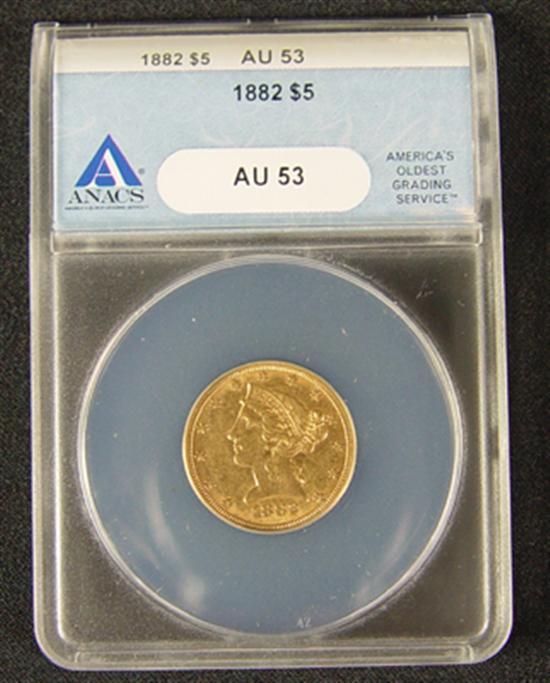 Appraisal: Liberty Gold Coin ANACS certified and graded AU