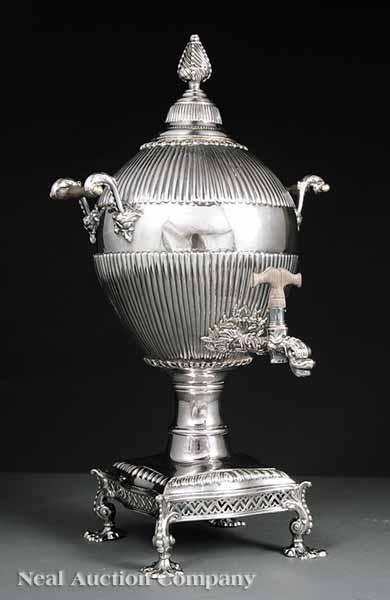 Appraisal: A Fine Georgian Sheffield Plate Hot Water Urn c reeded