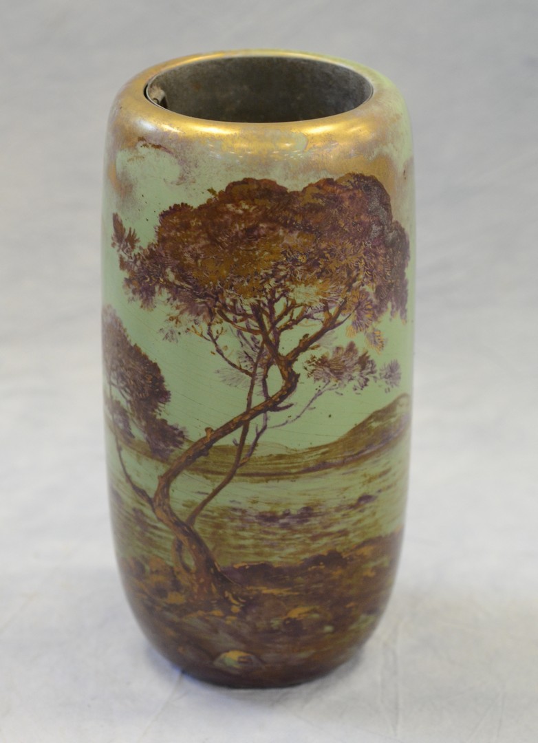 Appraisal: Clement Massier Golfe Juan pottery landscape vase marked AM with