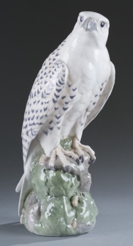 Appraisal: Royal Copenhagen Figural Hawk Perched on an oak branch head