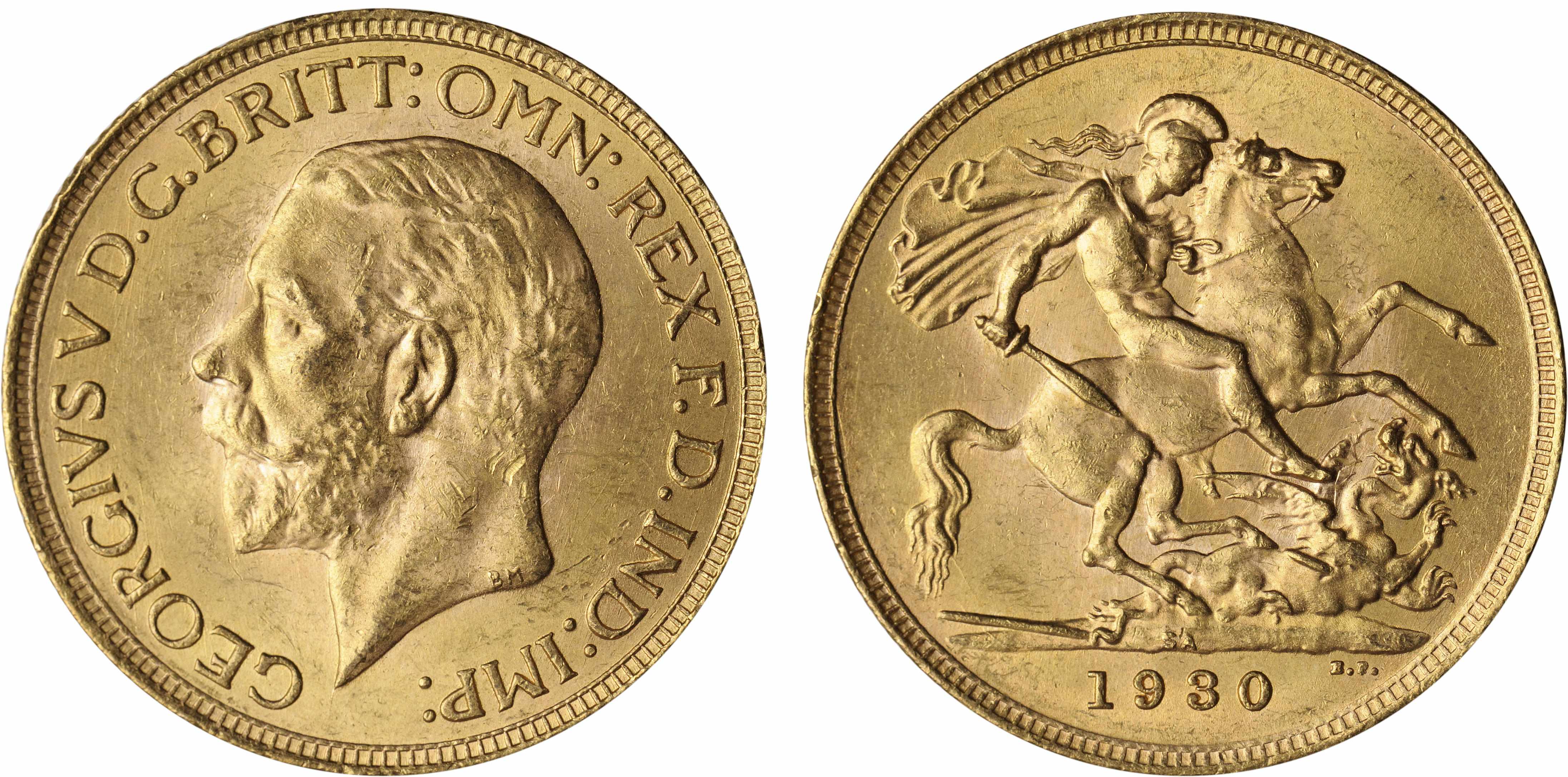 Appraisal: South Africa George V Sovereign -SA KM-A An exceptional near-mint