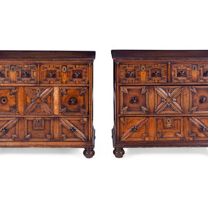 Appraisal: A Pair of Charles II Style Oak Chests of Drawers