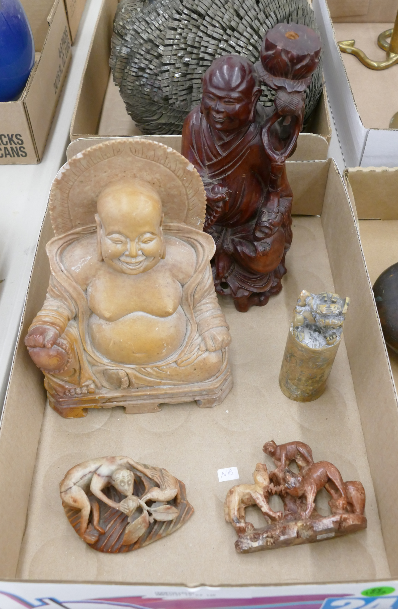 Appraisal: Box Old Asian Soapstone Buddha etc