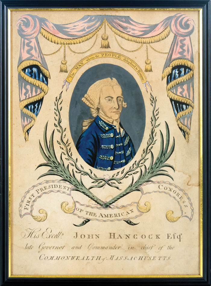 Appraisal: VERY RARE AMERICAN HISTORICAL PRINT quot HIS EXCELLY JOHN HANCOCK