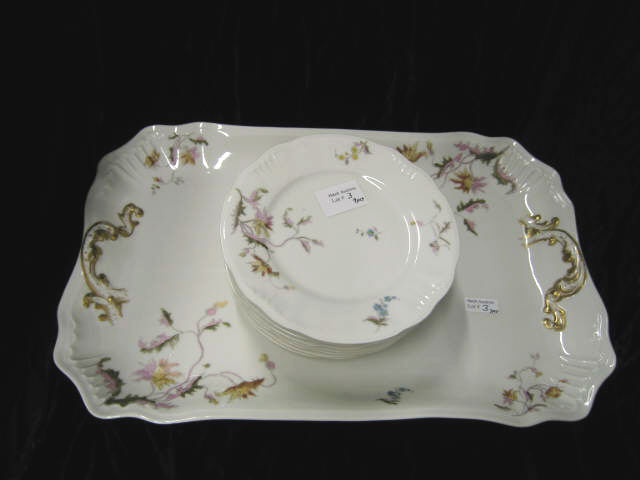 Appraisal: Limoges Porcelain Victorian Ice Cream Set tray with plates elegant