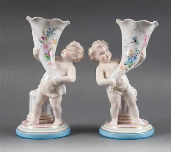 Appraisal: Pair of Porcelain de Paris figural vases late th century