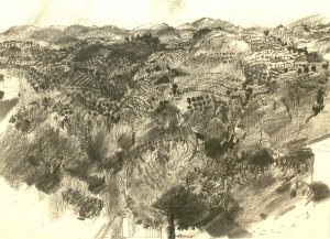 Appraisal: Spencer mid-late th century- Landscape charcoal bears inscription on the