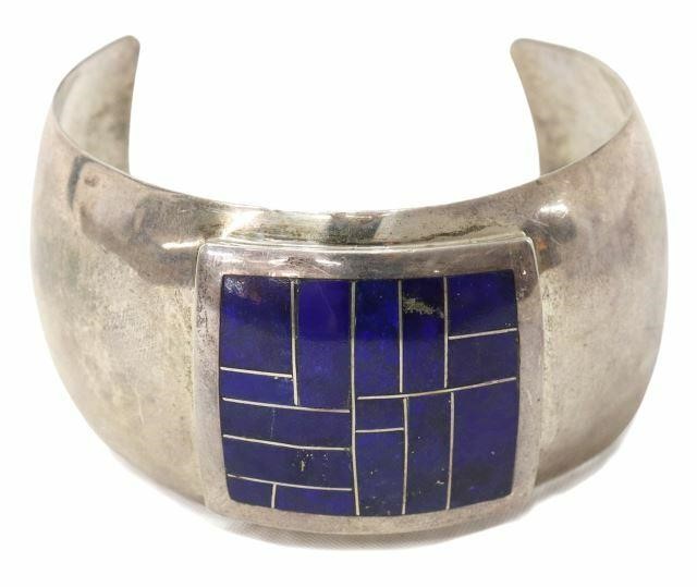 Appraisal: Native American sterling silver cuff bracelet bearing the hallmark for