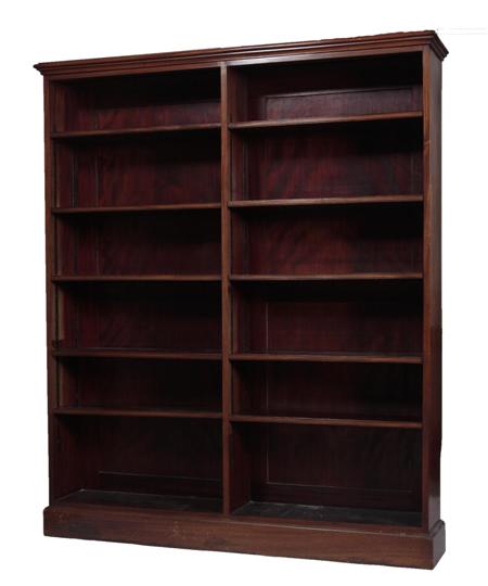 Appraisal: An Edwardian mahogany open bookcase the moulded cornice above two