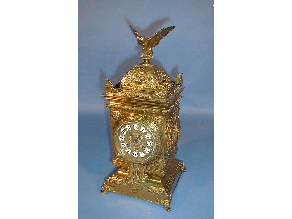 Appraisal: A late thC French cast brass mantel clock eight day