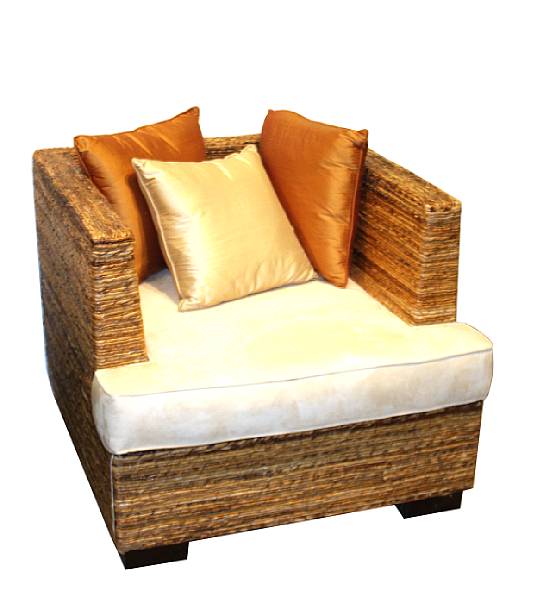 Appraisal: An Indonesian sofa set comprising a sofa and club chair