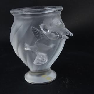 Appraisal: Lalique Crystal Rosine Vase Lalique Crystal Rosine Vase Signed Good