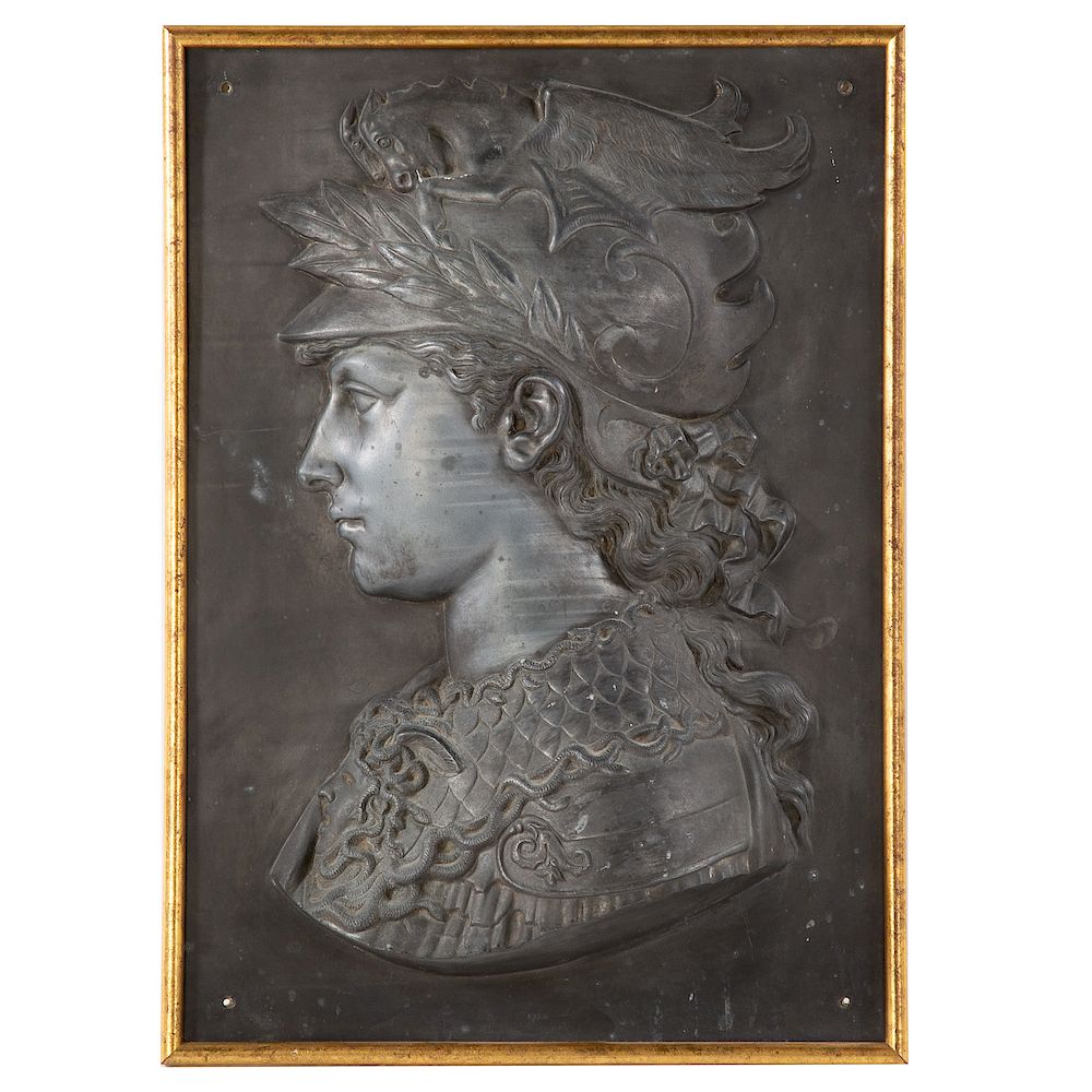 Appraisal: Continental Patinated Metal Classical Plaque early th century profile relief