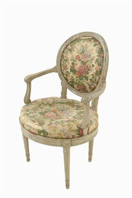 Appraisal: A continental painted open armchair late th century